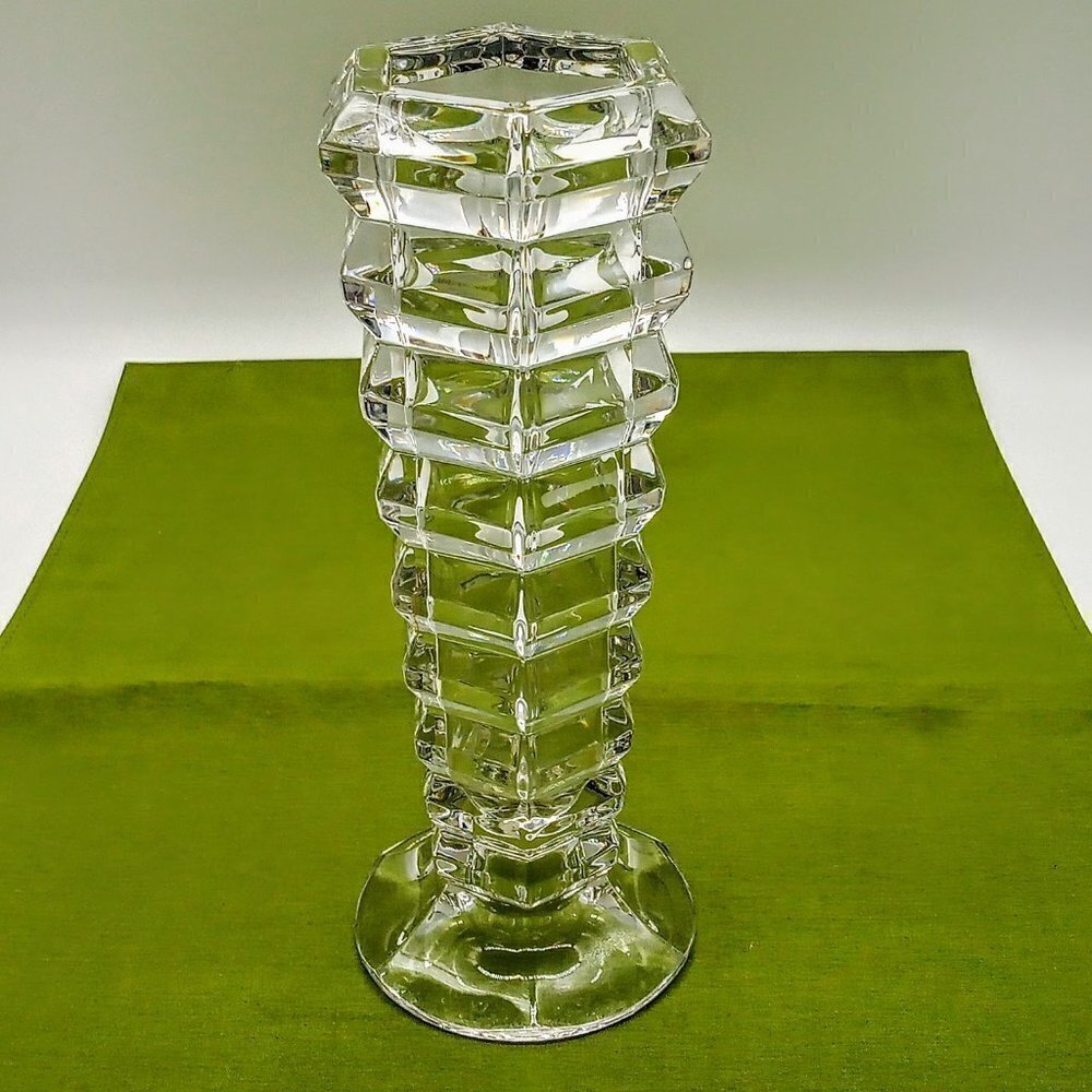 Clear Crystal 8" Hexagonal Vase